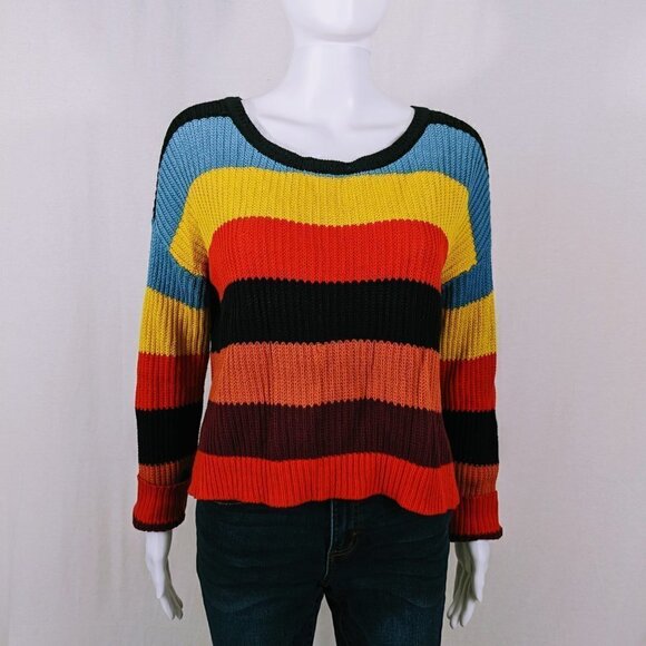 Arizona Striped Colorful Pullover Sweater Size M - Picture 3 of 5